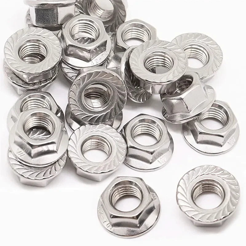 304 Stainless steel Hex Head Serrated Spinlock Flange Nuts