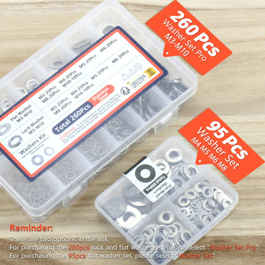 Stainless Steel Lock and Flat Washer Assortment Kit