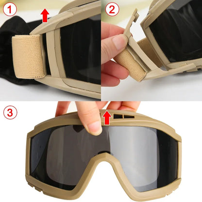 Airsoft 3 Lens Tactical Goggles