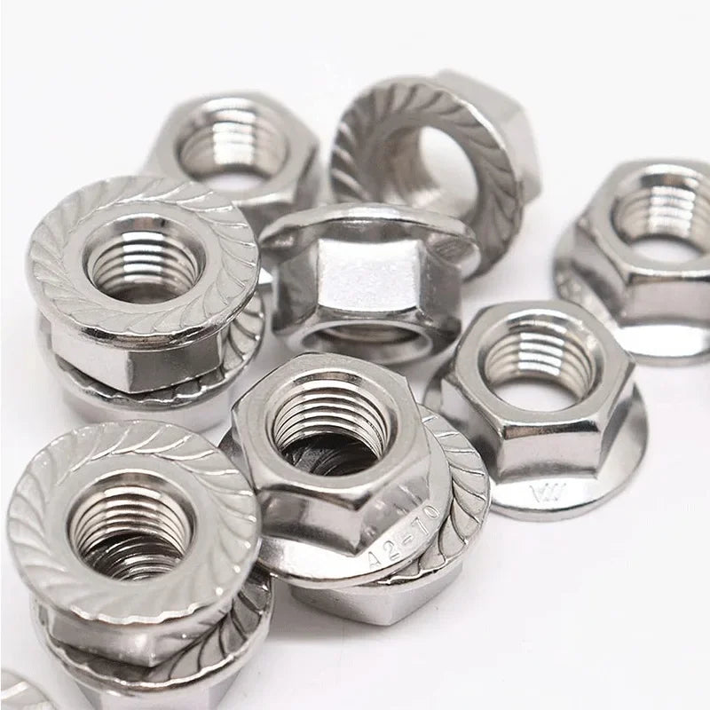 304 Stainless steel Hex Head Serrated Spinlock Flange Nuts