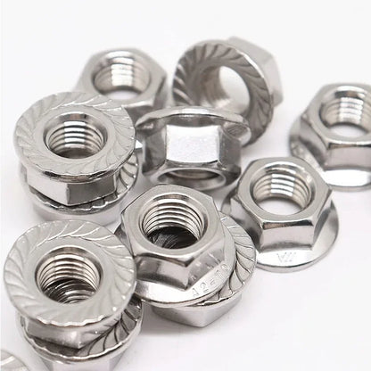 304 Stainless steel Hex Head Serrated Spinlock Flange Nuts