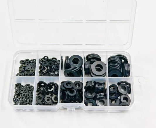 350Pcs Black Nylon Flat Gasket Set