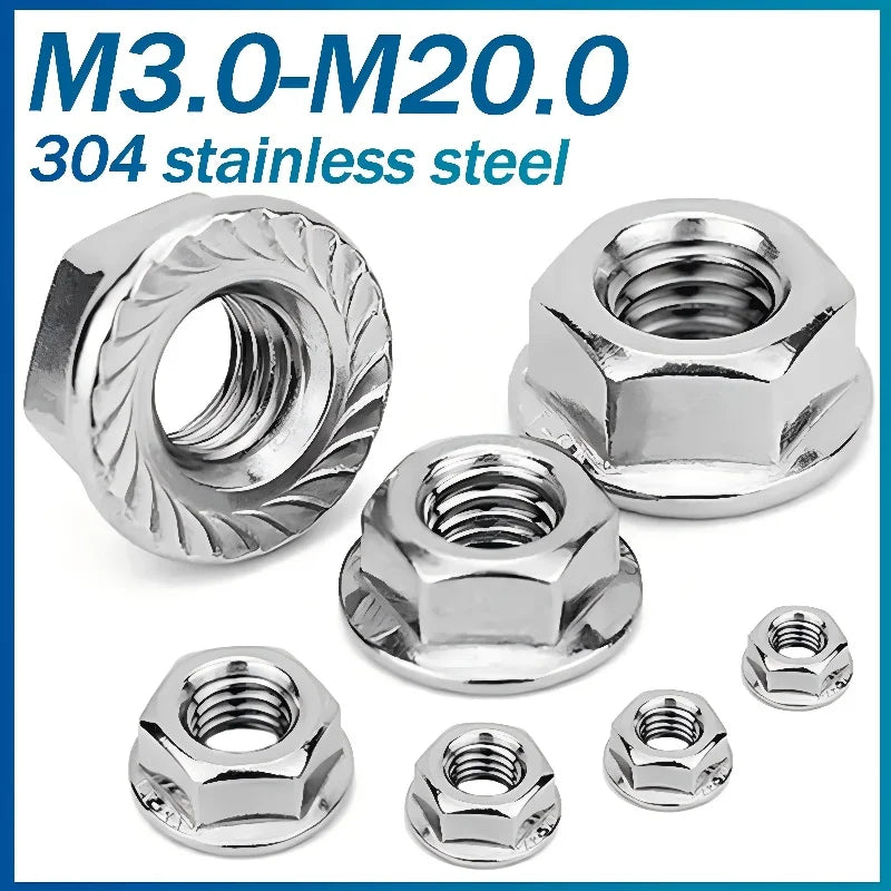 304 Stainless steel Hex Head Serrated Spinlock Flange Nuts