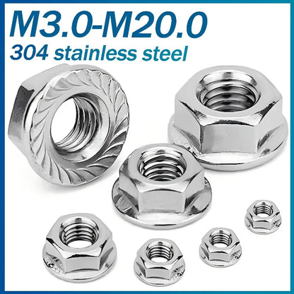 304 Stainless steel Hex Head Serrated Spinlock Flange Nuts